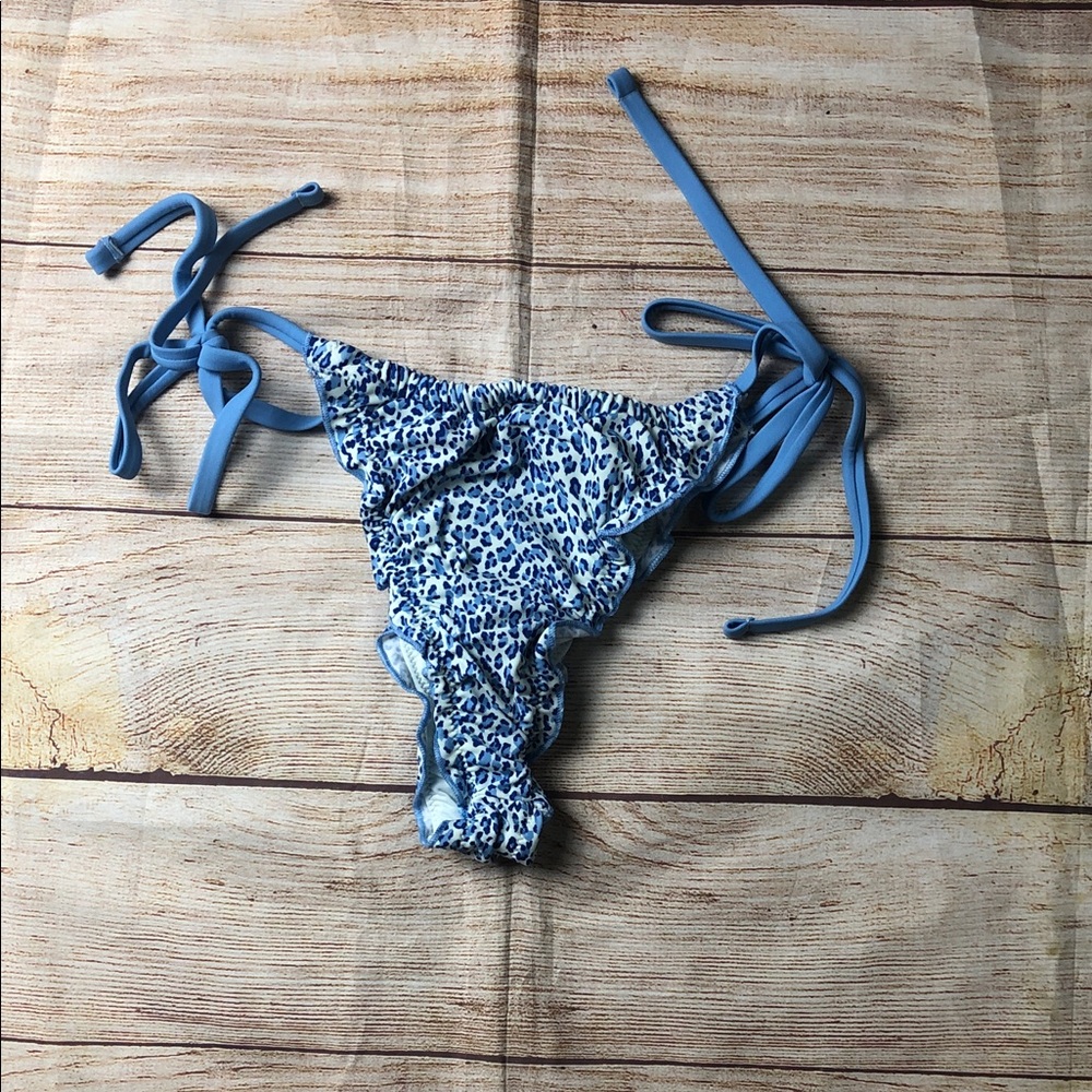 Frankie's Bikinis x PINK White and Blue Cheetah Print Bikini Bottomโ